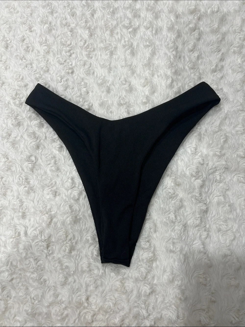 Black Ribbed Bikini Bottoms